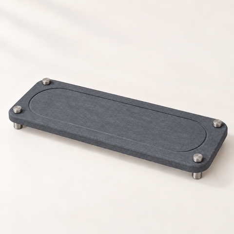 Dark Gray — Dark gray stone sink caddy on a counter, raised on stainless steel legs