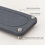 Dark Gray — Dark gray stone sink caddy features: quick-drying stone, holds 4 bottles, elevated stainless steel legs