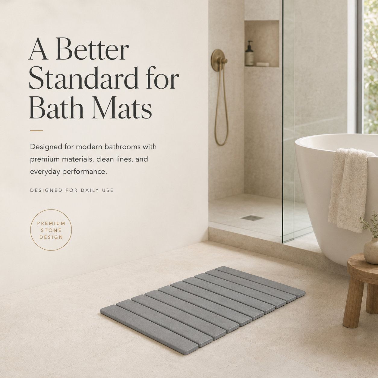 Trivelle stone bath mat quality and material standards