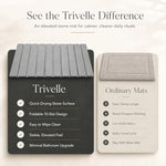 Comparison of the Trivelle stone bath mat versus an ordinary fabric bath mat
