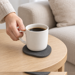Stone Coaster Set detail, matte dark gray diatomaceous earth