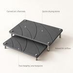 Stone Arc Riser Set features: carved arc channels, quick-drying stone, two heights, raised for airflow