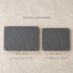 Stone Arc Riser Set dimensions: 15.7 x 11.8 in and 13.2 x 11.8 in boards