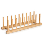 Bamboo plate rack with eight slots, shown on its own (rack only)